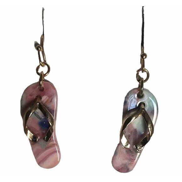 FLIP FLOP SANDALS DROP EARRINGS - Picture 1 of 5